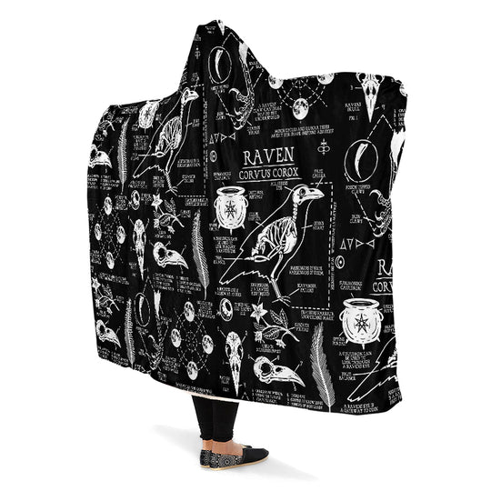 Raven Study Hooded Blanket