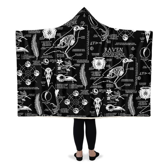 Raven Study Hooded Blanket