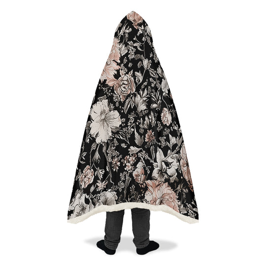 Vintage Peonies Hooded Blanket