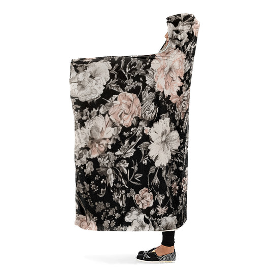 Vintage Peonies Hooded Blanket