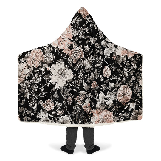 Vintage Peonies Hooded Blanket