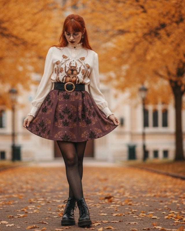 Oxblood Autumnalis Skater Skirt