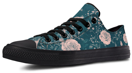 Teal Rose Romance Low Tops
