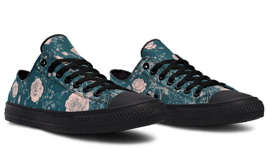 Teal Rose Romance Low Tops