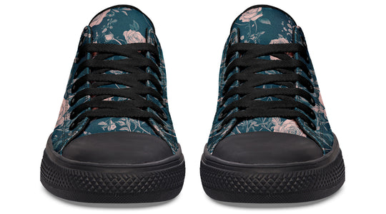 Teal Rose Romance Low Tops