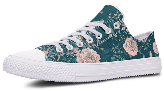 Teal Rose Romance Low Tops