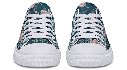 Teal Rose Romance Low Tops