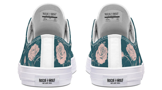 Teal Rose Romance Low Tops