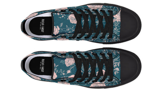 Teal Rose Romance Low Tops