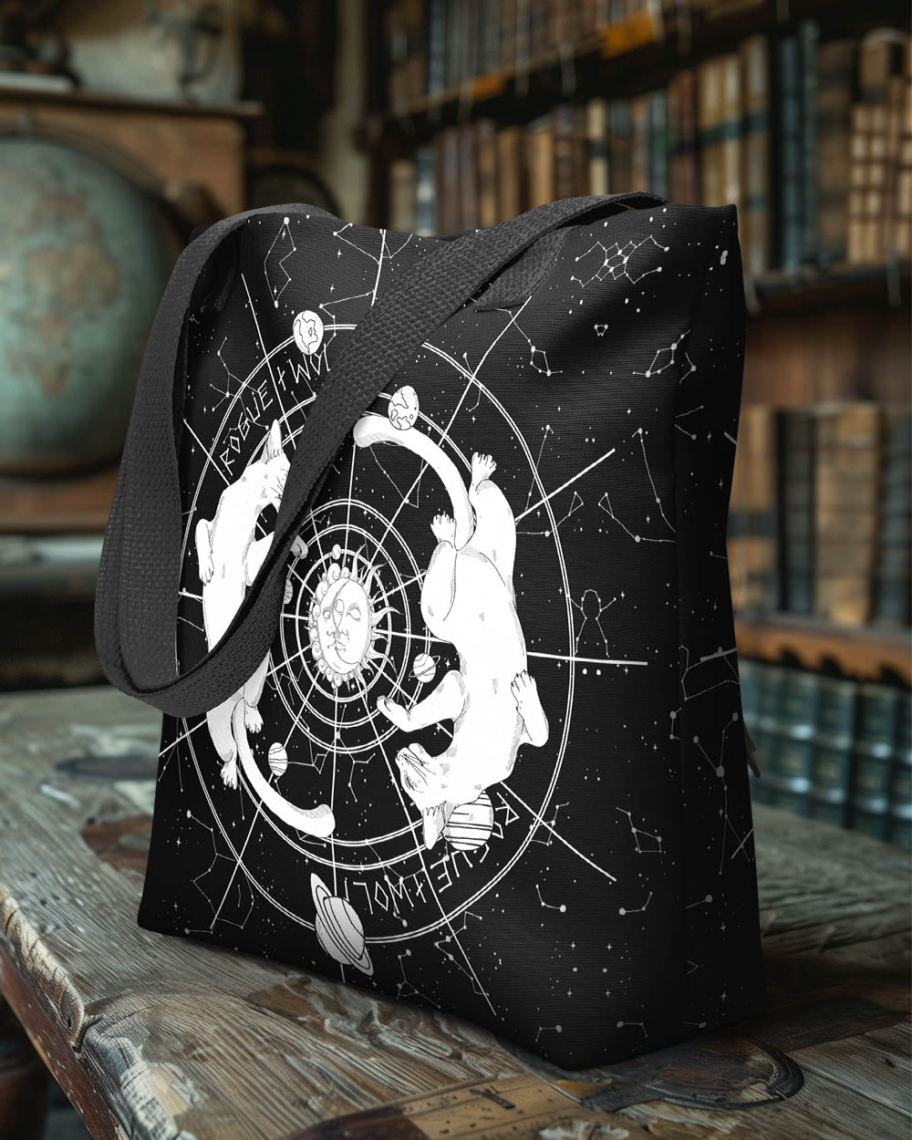 Purr Nebula Tote Bag - Alt Goth Grunge Witchy Style for Gym & Shopping Cool Gothic Vegan Gifts