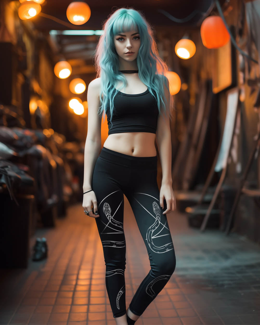 Snake Guardians Leggings - Vegan UPF 50+ Protection Dark Academia Goth Yoga Activewear Occult Witchy Leisurewear