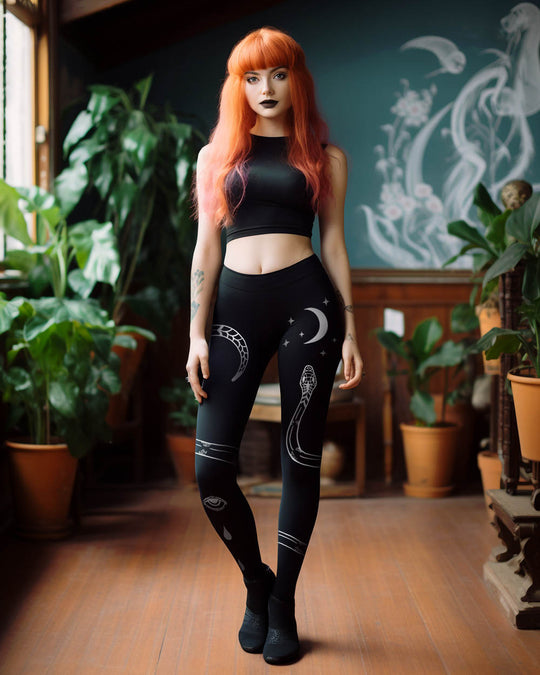 Serpent Summoner Leggings - Vegan UPF 50+ Protection Dark Academia Goth Yoga Activewear Occult Witchy Leisurewear