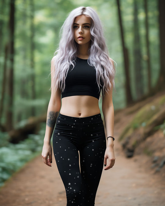 Starry Night Yoga Leggings - Activewear Leisurewear Alt Style Goth Leggings Sportswear Dark Academia Witchy Clothing