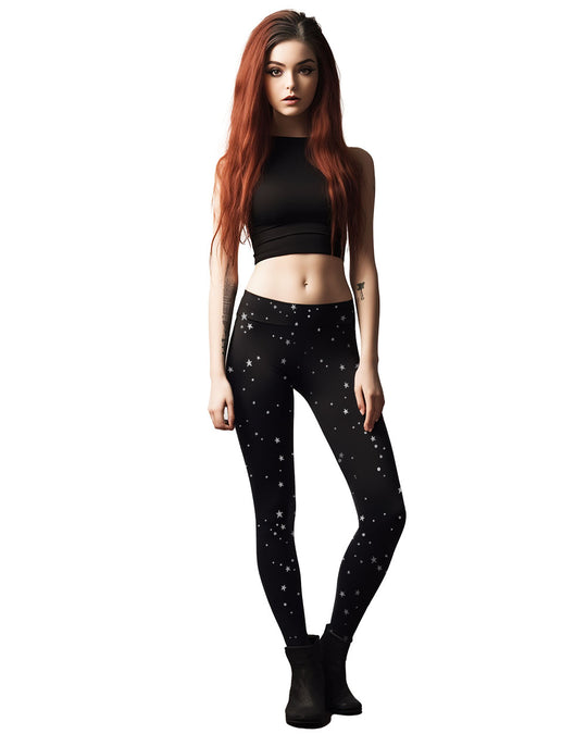 Starry Night Yoga Leggings - Activewear Leisurewear Alt Style Goth Leggings Sportswear Dark Academia Witchy Clothing