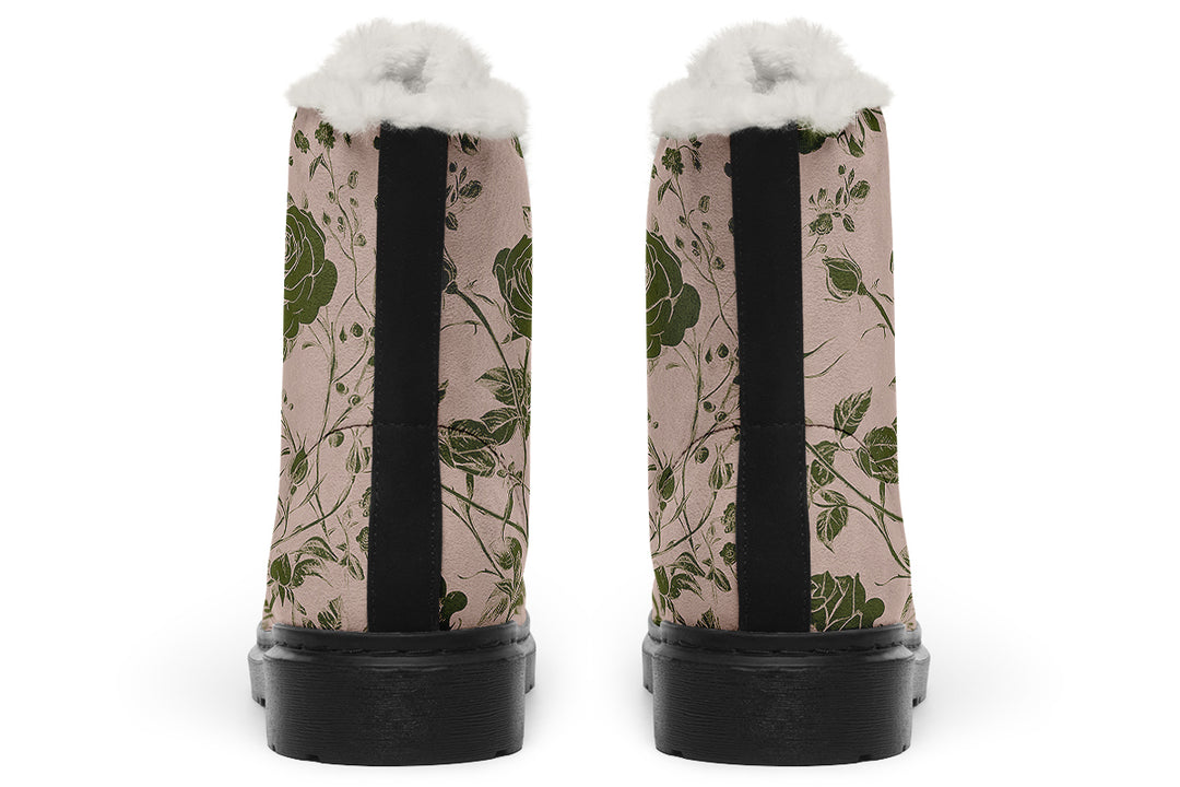 Budding Blood Rose Romance Winter Boots