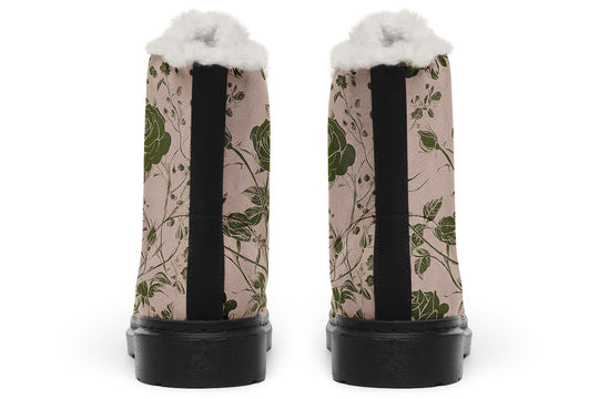Budding Blood Rose Romance Winter Boots