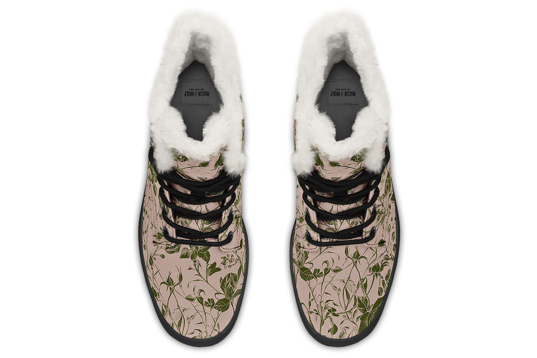 Budding Blood Rose Romance Winter Boots