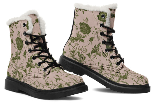 Budding Blood Rose Romance Winter Boots