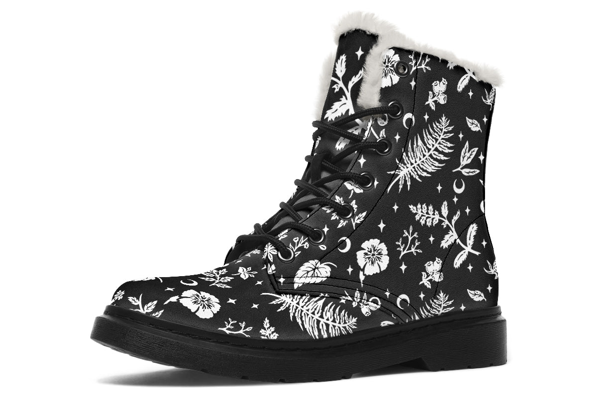 Pagan Gothic Wiccan Witch Pattern Print Comfy Winter Boots