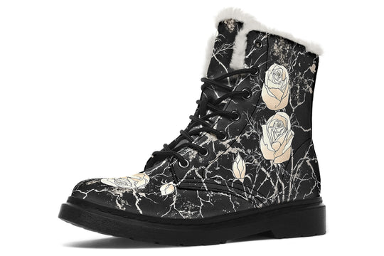 Ivory Kintsugi Rose Winter Boots