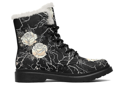 Ivory Kintsugi Rose Winter Boots