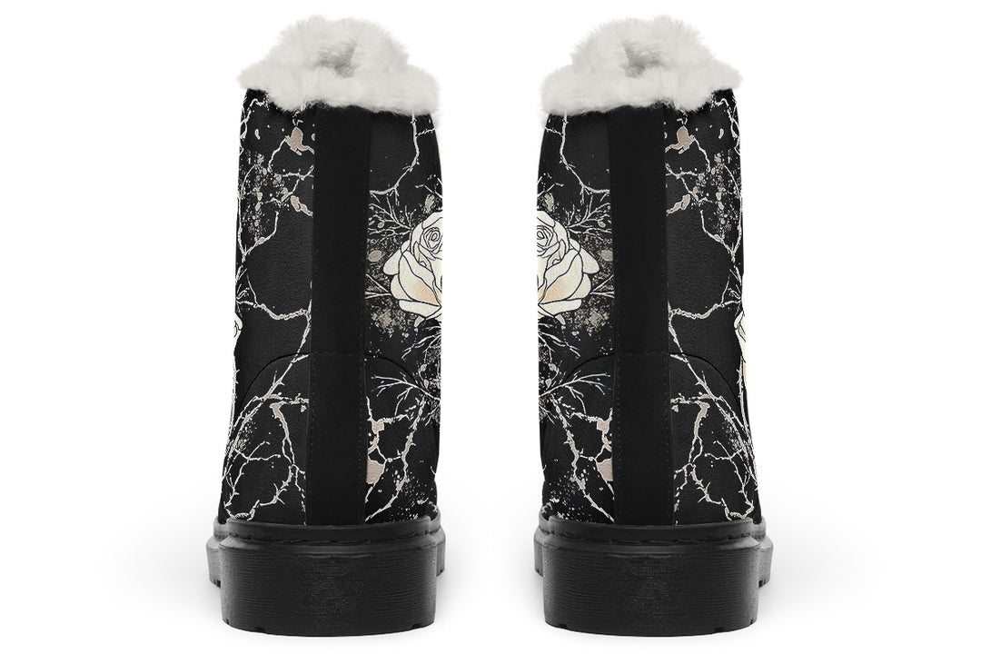 Ivory Kintsugi Rose Winter Boots
