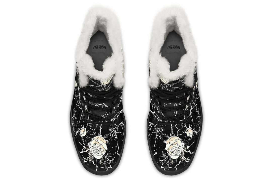 Ivory Kintsugi Rose Winter Boots