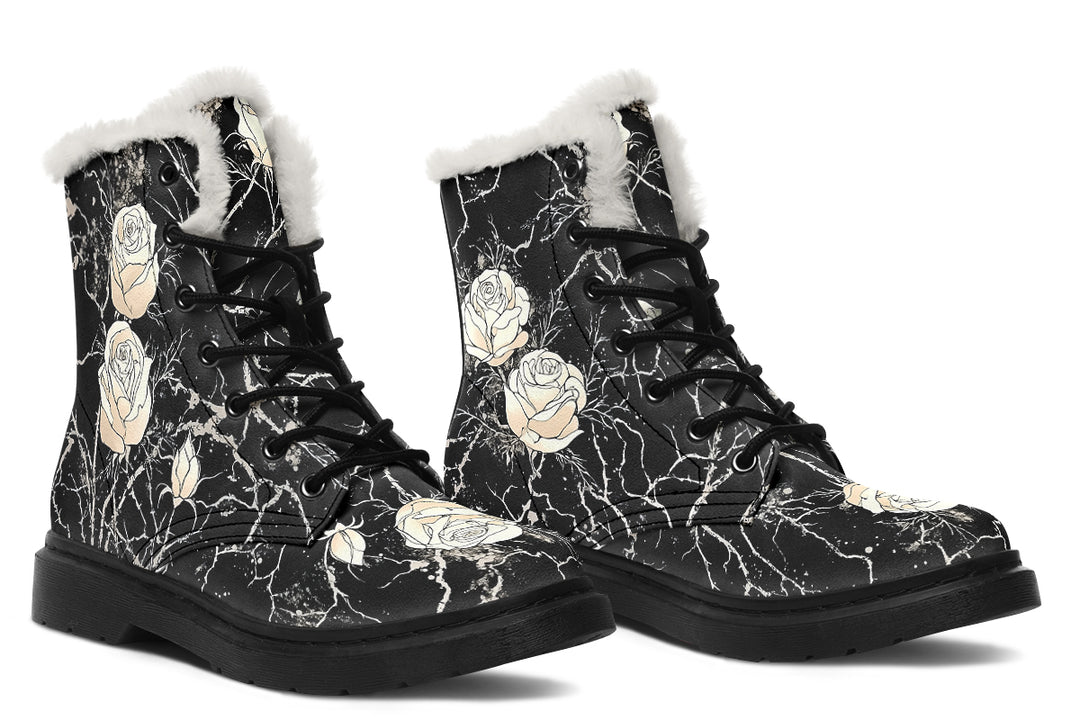 Ivory Kintsugi Rose Winter Boots