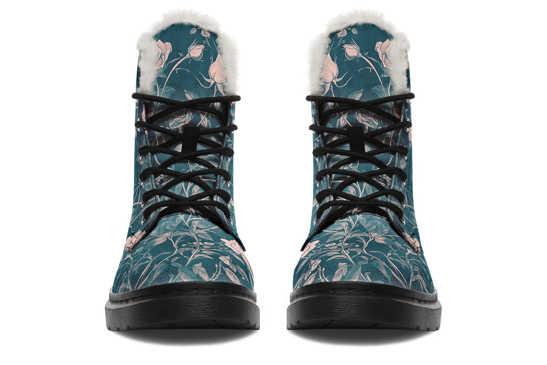 Teal Rose Romance Winter Boots