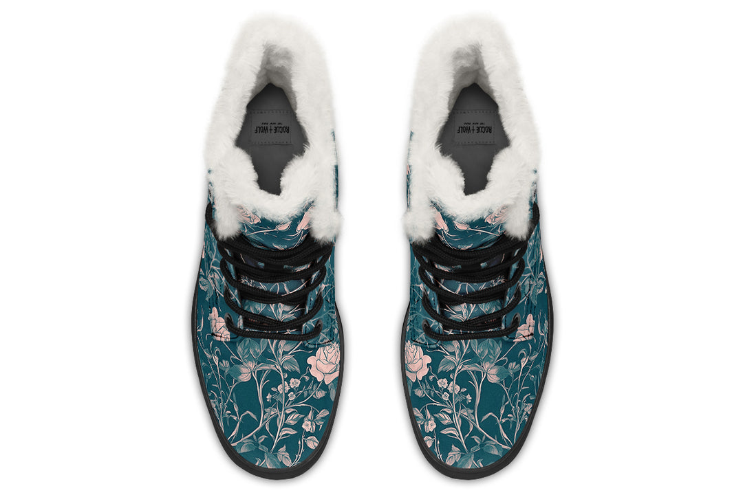 Teal Rose Romance Winter Boots