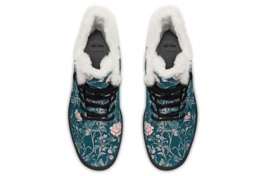 Teal Rose Romance Winter Boots