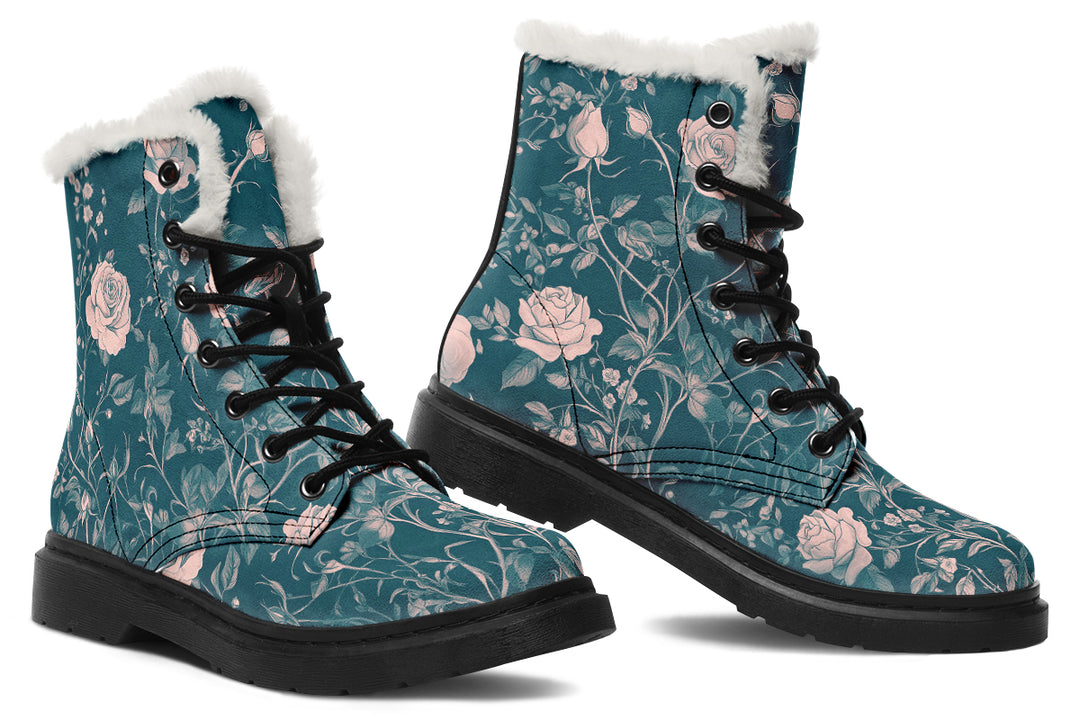 Teal Rose Romance Winter Boots