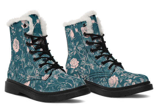 Teal Rose Romance Winter Boots