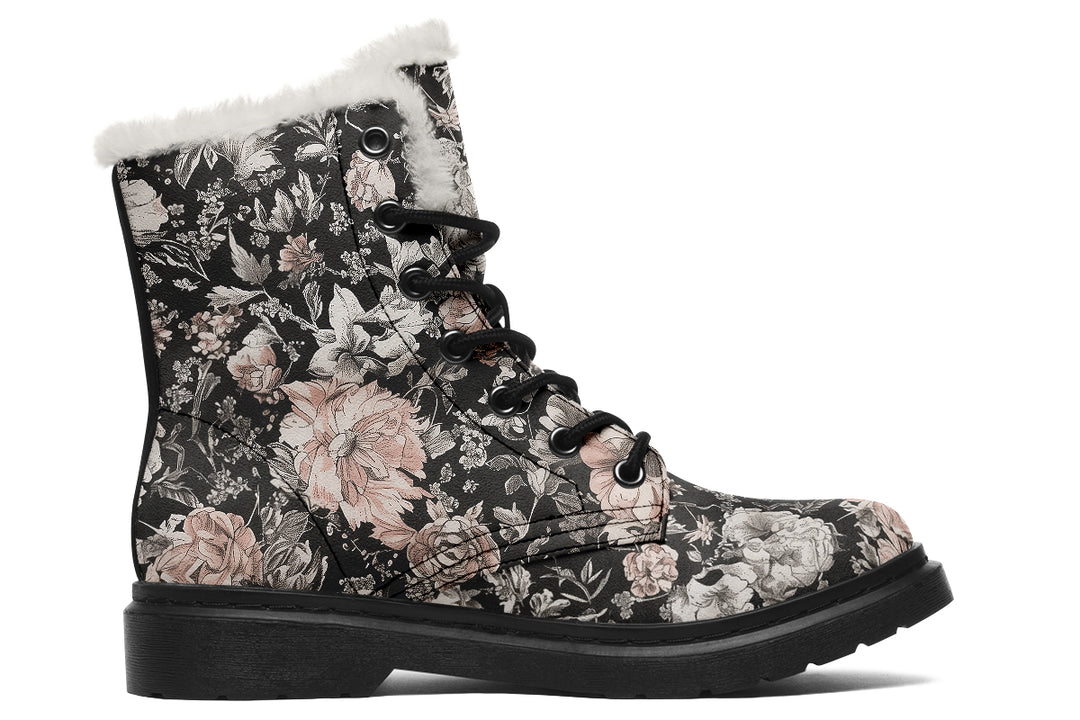 Vintage Peonies Winter Boots