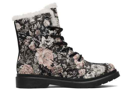 Vintage Peonies Winter Boots