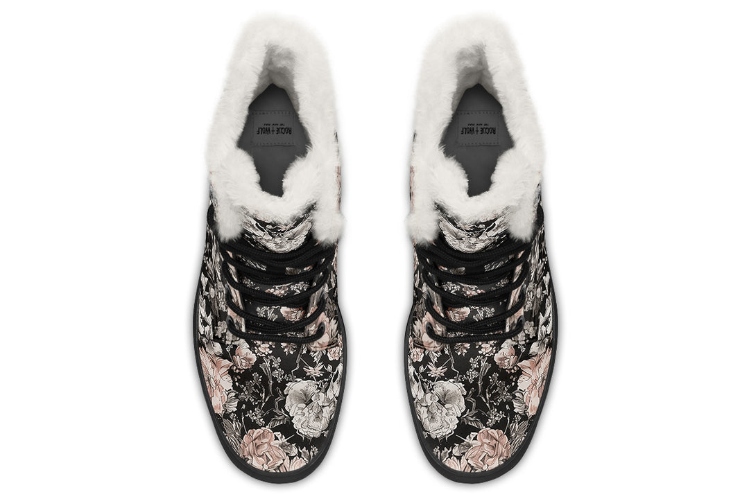 Vintage Peonies Winter Boots