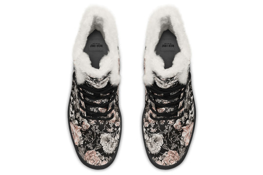 Vintage Peonies Winter Boots