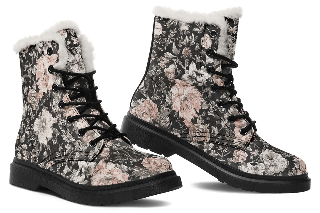 Vintage Peonies Winter Boots