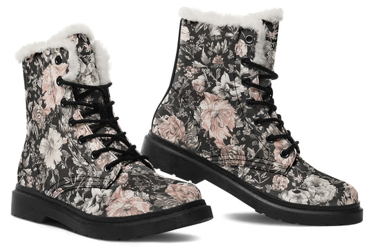 Vintage Peonies Winter Boots