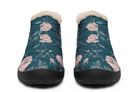 Teal Rose Romance Winter Sneakers