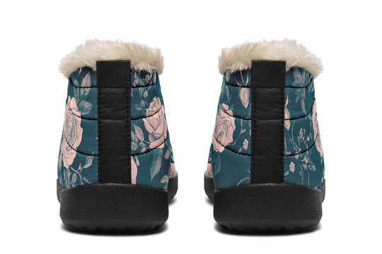 Teal Rose Romance Winter Sneakers