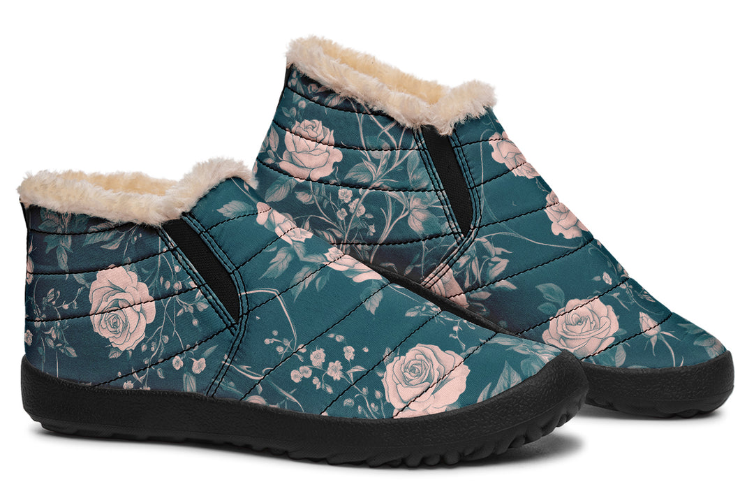Teal Rose Romance Winter Sneakers