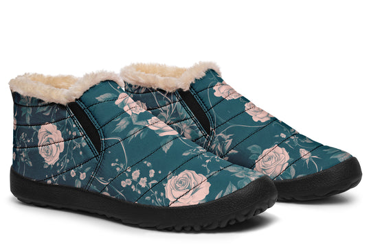 Teal Rose Romance Winter Sneakers
