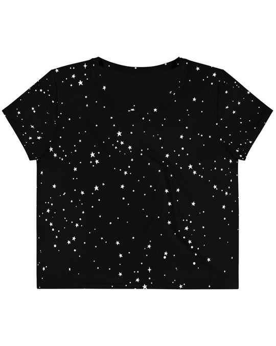 Starry Night Short Sleeve Crop Top