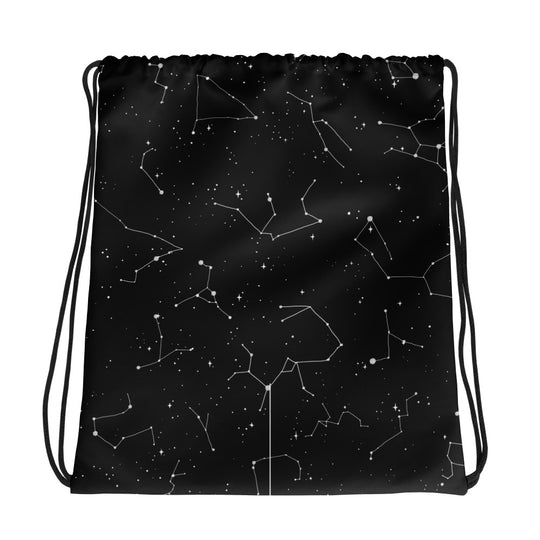 Purr Nebula Drawstring Bag - Vegan Backpack Bag for Travel, Yoga, Goth Accessories, Gym Essentials - Unisex Yoga Gifts