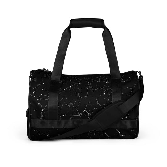 Purr Nebula Gym Bag - Water Resistant Durable Large Workout Bag for Travel, Yoga Fitness, Vegan Goth Activewear, Alt Style Essentials