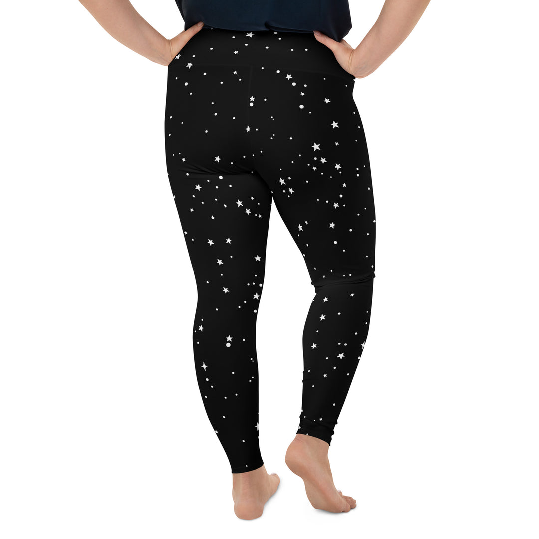 Starry Night Plus Size Leggings - UPF 50+ Protection Witchy Occult Pagan Style Activewear - Goth Yoga Vegan Leisurewear