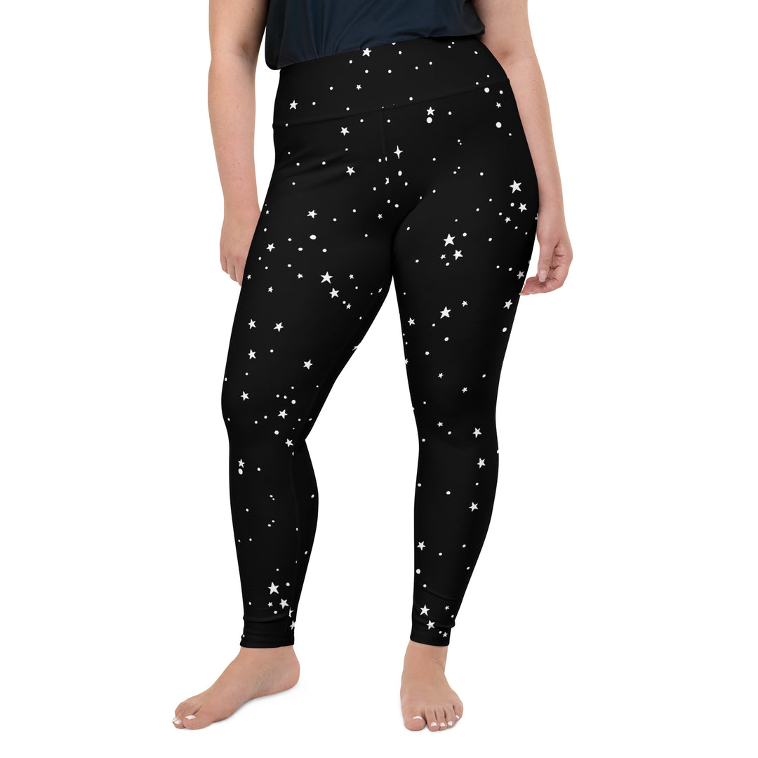 Starry Night Plus Size Leggings - UPF 50+ Protection Witchy Occult Pagan Style Activewear - Goth Yoga Vegan Leisurewear