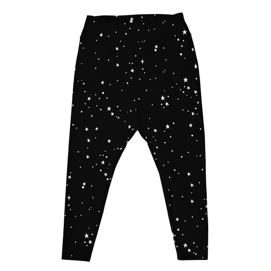 Starry Night Plus Size Leggings - UPF 50+ Protection Witchy Occult Pagan Style Activewear - Goth Yoga Vegan Leisurewear