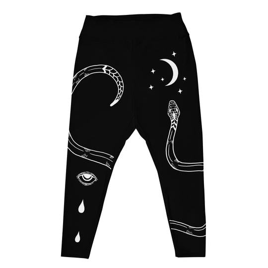 Serpent Summoner Plus Size Leggings - Vegan UPF 50+ Protection Activewear - Goth Yoga Leisurewear - Witchy Occult Pagan Style